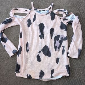 Stylish Beige and Black Cold Shoulder Women's Top